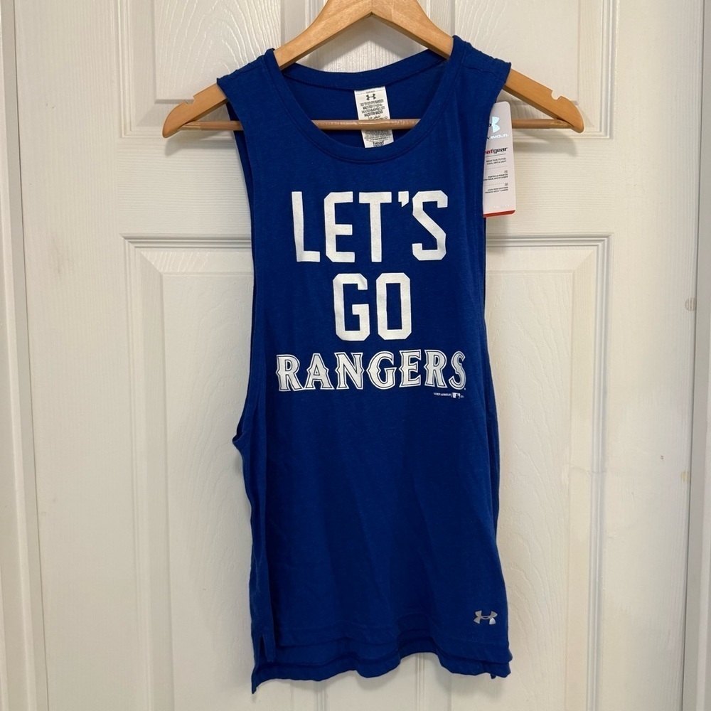 NWT Under Armour Texas MLB Let’s Go Rangers Tank Top